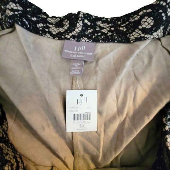 J. Jill Black and Tan Hollac Pants and Top Set Faux Lace Design Woman's 2X DH386 - Picture 5 of 7